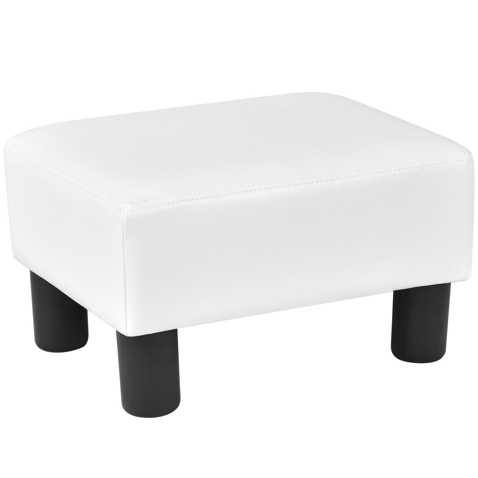 40 cm Rectangle PU Leather Small Footstool Ottoman White